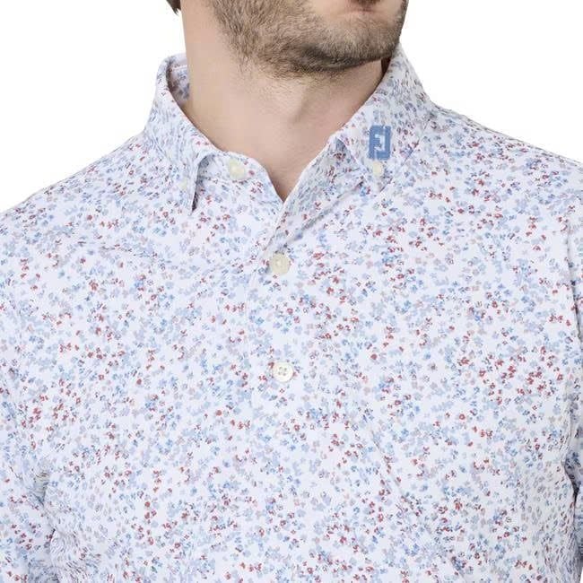 39488 Áo FJ WaterMÀU Floral Print Pique Self Collar