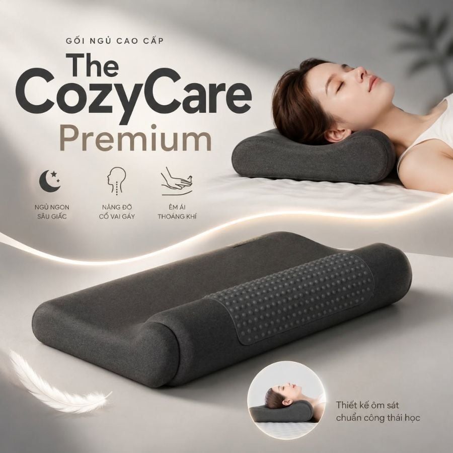 The CozyCare | Gối ngủ công thái học Memory Foam cao cấp, giảm đau nhức cổ vai gáy hiệu quả (Gối Không Pin) | BX