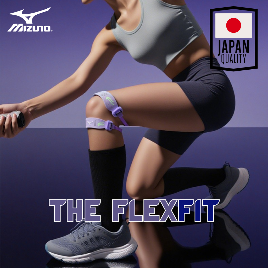 The FlexFit Mizuno | Đai gối bảo vệ công nghệ dệt kim 4 chiều, thiết kế 360 độ cố định, ổn định xương bánh chè & phòng tránh chấn thương vận động hiệu quả, chuẩn Nhật Bản cao cấp