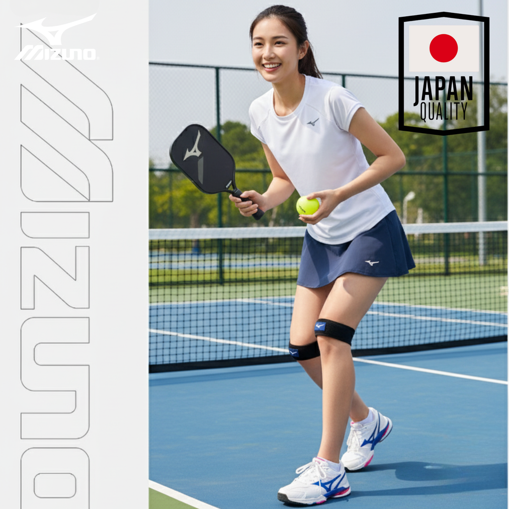 The JointStrap Mizuno | Đai bảo vệ xương bánh chè & dây chằng đầu gối, phòng tránh chấn thương, thoáng khí & siêu gọn (kháng khuẩn 3A, silicone 14mm)