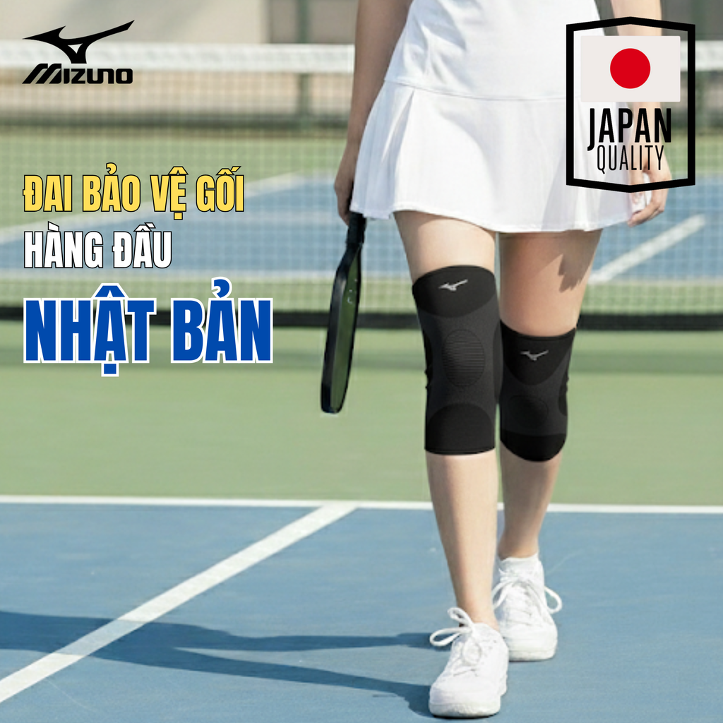 The FlexShield Premium Mizuno | Đai bảo vệ đầu gối công nghệ Dynamotion Fit và MIZUNO 3D, nén X kép độc quyền, thiết kế 360 độ cố định, bảo vệ & phòng tránh chấn thương hiệu quả