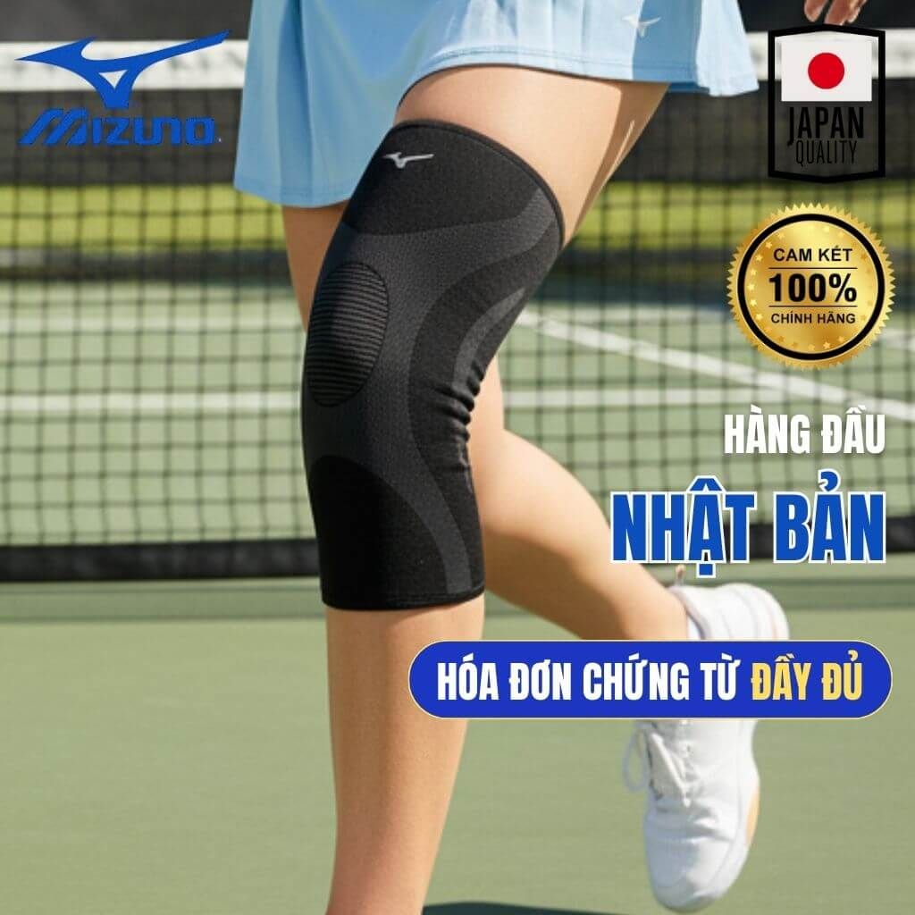 The FlexShield Premium Mizuno | Đai bảo vệ đầu gối công nghệ Dynamotion Fit và MIZUNO 3D, nén X kép độc quyền, thiết kế 360 độ cố định, bảo vệ & phòng tránh chấn thương hiệu quả