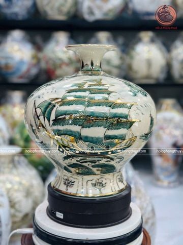  Bình Hút Lộc Bát Tràng  Mã Đáo Thành Công Men Hoàng Thổ Vẽ Vàng Cao 30 cm | Quà Tặng Khai Trương bình hút lộc Bát Tràng 
