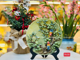  Đĩa Cảnh Phong Thuỷ Sung Túc Uyên Ương Men Loang Vẽ 3D Đắp Nổi Đường Kính 30cm | Quà Tặng Khai Trương Đĩa Cảnh Phong Thuỷ 
