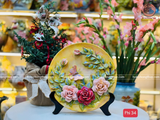  Đĩa Cảnh Phong Thuỷ Vườn Xuân Đắp Nổi Men Loang Đường Kính 34cm | Quà Tặng Khai Trương Đĩa Cảnh Phong Thuỷ 