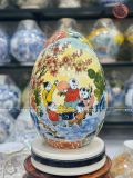  Quà Tặng Cao Cấp Trứng Phong Thủy Bách Nhi Men Màu Vẽ Vàng Cao 40cm, Đường kính bụng 27cm 
