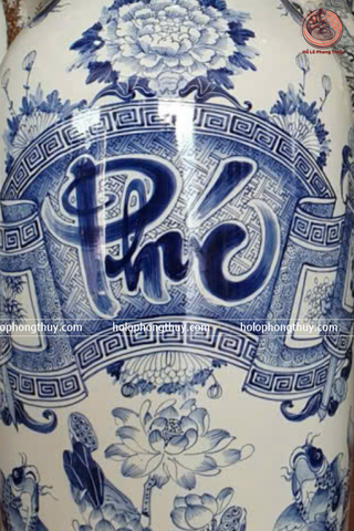  Lục Bình Bát Tràng Cao Cấp Phúc Đức Men Lam Kích Thước 1m2 