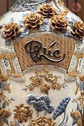  Lục Bình Bát Tràng Cao Cấp Phúc Đức Công Đào Men Rạn Kích Thước 1m4 