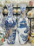  Lục Bình Bát Tràng Cao Cấp Công Danh Phú Quý Men Lam Vẽ Vàng Kích thước 1m45 