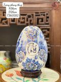  Quà Tặng Cao Cấp Trứng Phong Thủy Công Danh Phú Quý Men Lam Vẽ Kỹ Cao 36, Đường kính bụng 26cm 