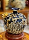  Bình Hút Lộc Bát Tràng Công Danh Phú Quý Đắp Nổi Men Xanh CoBan Cao 26cm | Quà Tặng Khai Trương bình hút lộc Bát Tràng 
