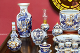  Bộ Đồ Thờ Bát Tràng Cao Cấp 19 Món Men Lam Vẽ Vàng Hoa Sen 