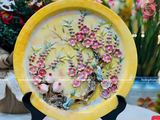  Đĩa Cảnh Phong Thuỷ Tích Mai Điểu Men Loang Đắp Nổi Đường Kính 38 cm | Quà Tặng Khai Trương Đĩa Cảnh Phong Thuỷ 