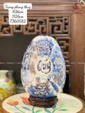 Quà Tặng Cao Cấp Trứng Phong Thủy Công Danh Phú Quý Men Lam Vẽ Kỹ Cao 36, Đường kính bụng 26cm 