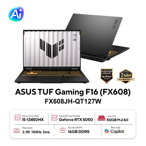 Laptop Gaming Asus TUF F16 FX608JH-QT127W (Core i5-13450HX, RTX 5050, 2K 100% SRGB 165Hz)
