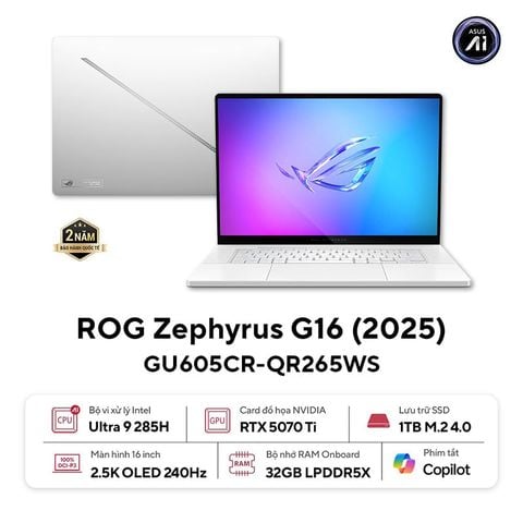 Laptop Gaming Asus ROG Zephyrus G16 GU605CR-QR265WS (Ultra 9 | RTX 5070 Ti | 32GB | 1TB | 2.5K)