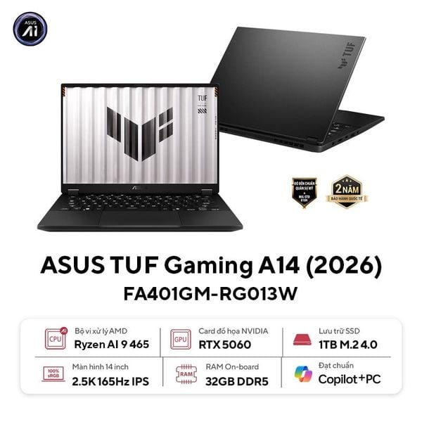 Laptop ASUS TUF Gaming A14 FA401GM-RG013W (Ryzen AI 9 465 | RTX 5060 | 32GB | 1TB | 2.5K)