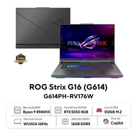 Laptop Gaming Asus ROG Strix G16 G614PH-RV176W ( Ryzen 9 8940HX | 16GB  | 512GB | RTX 5050 )