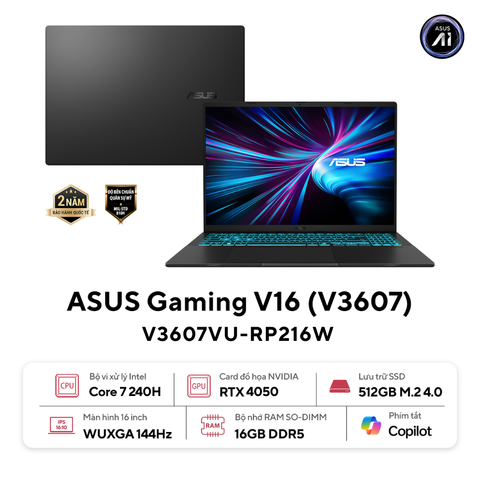 Laptop Gaming Asus AI V16 V3607VU-RP216W (Core 7 | RTX 4050 | 16GB | 512GB | 16 inch)