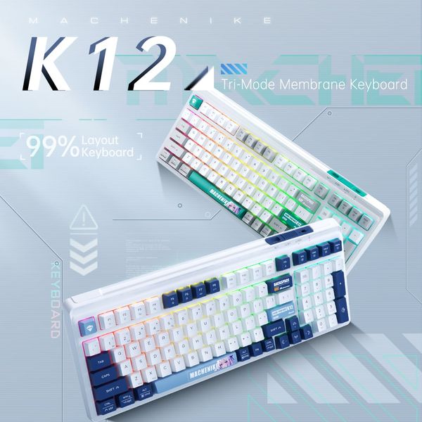 Bàn phím cơ Machenike K12 Tri-Mode (98 Phím, LED RGB)