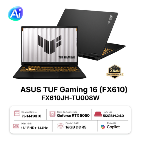 Laptop Gaming Asus TUF F16 FX610JH-TU008W (Core i5-14450HX | RTX 5050 | 16GB | 512GB | 16 inch FHD+)