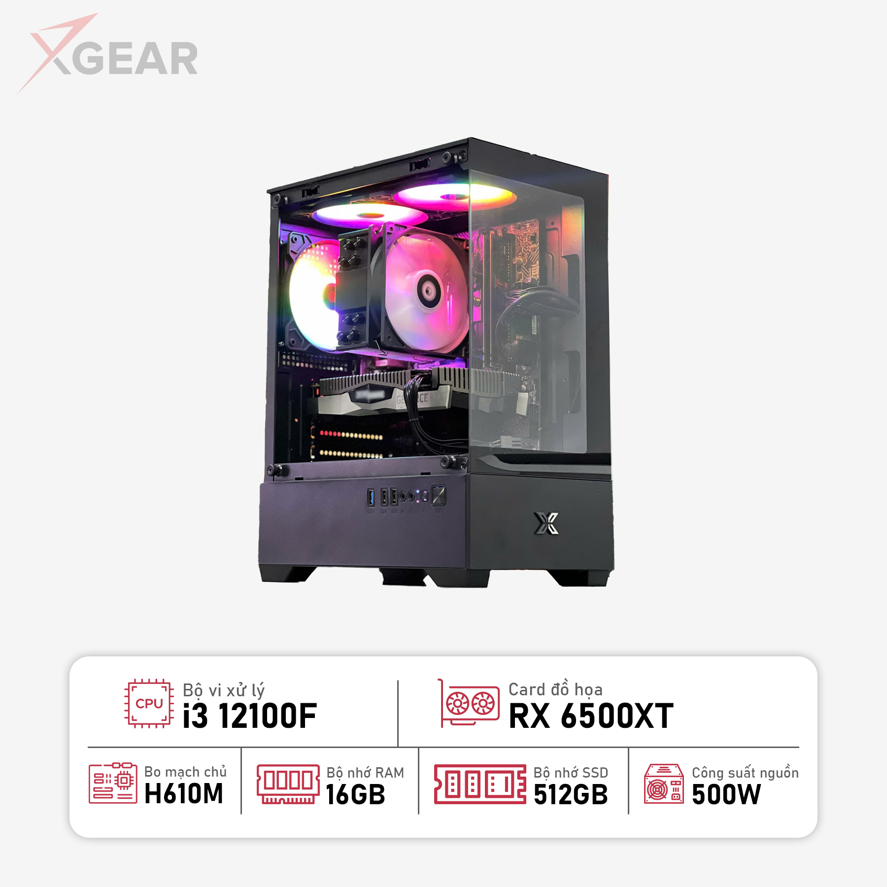 ゲーミングPC Core i3 12100F RX6500XT メモリ16GB Bộ PC Gaming Core I3 12100F | RAM 16GB | AMD RX 6500 XT 4GB