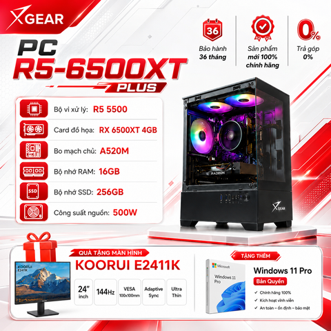 PC R5-6500XT PLUS (AMD R5 5500 - RX 6500XT - 16GB RAM - 256GB RAM)