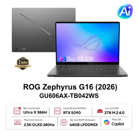 Laptop Gaming Asus ROG Zephyrus G16 GU606AX-TB042WS (Ultra 9 386H | 64GB | 2TB | RTX 5090 24GB | 16inch OLED 240Hz)