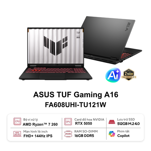 Laptop Gaming ASUS TUF A16 FA608UHI TU121W (Ryzen 7 260 | 16GB | 512GB | RTX 5050 | 16 inch)