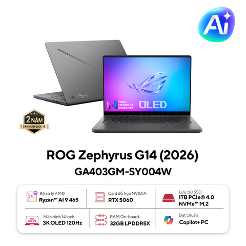 Laptop Asus ROG Zephyrus G14 GA403GM SY004W (Ryzen AI 9 465, RTX 5060 8GB GDDR7, 3K OLED)