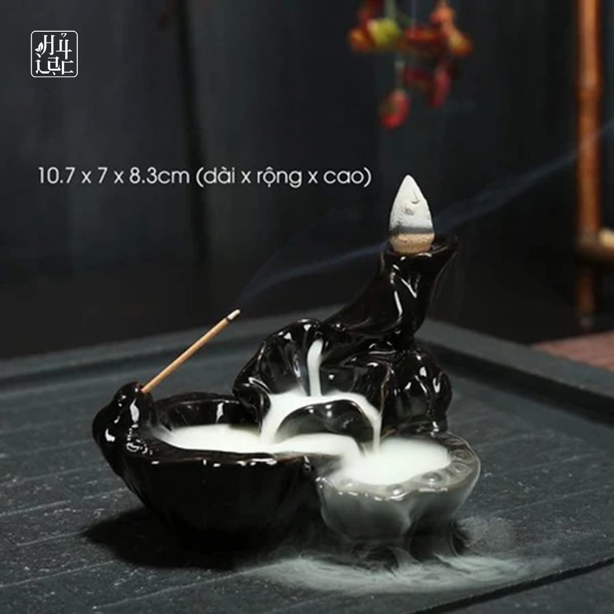  Thác Khói Trầm Hương Chảy Ngược Mini Bằng Gốm Sứ | Thác Xông Trầm Thiết Kế Sáng Tạo 