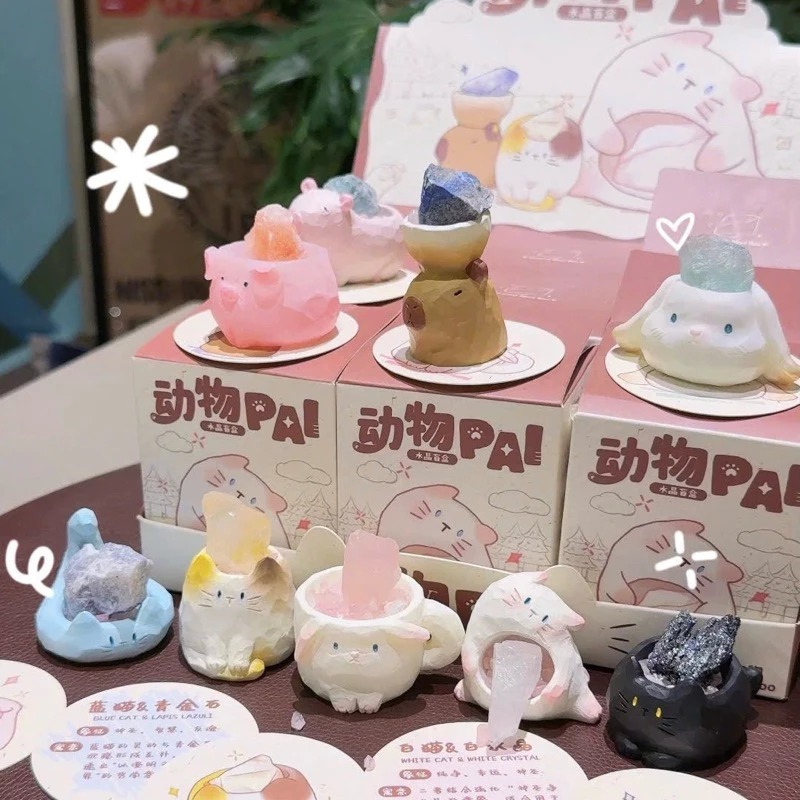  Blindbox Meomeo Pal v2 Cat Crystal Làm Quà Tặng, Trang Trí Bàn Làm Việc 