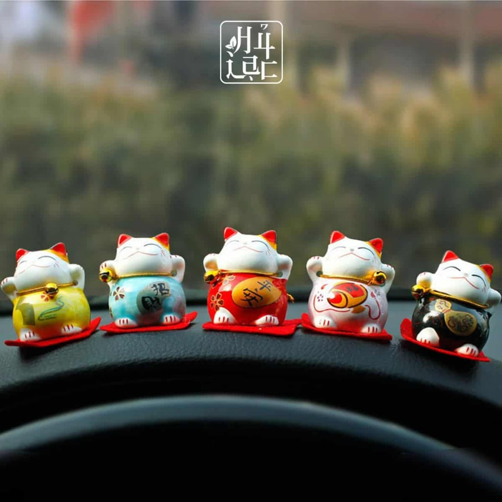  Bộ 5 Tượng Mèo May Mắn Maneki Neko Mang Lại May Mắn, Tài Lộc TH715 