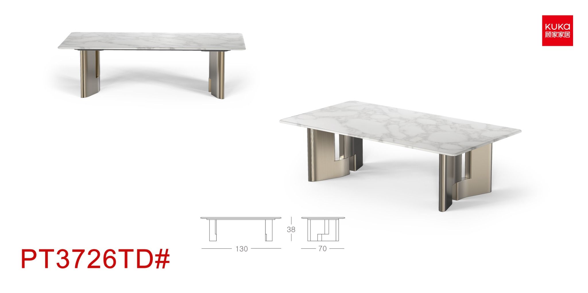  Bàn trà mặt đá cao cấp KuKa Home PT3726TD 
