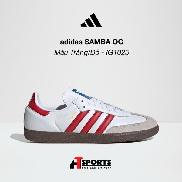  adidas SAMBA OG - Màu Trắng/Đỏ - IG1025 
