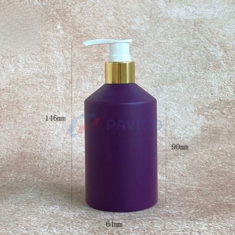 Chai nhựa Pet 500ml 750ml đựng sữa tắm màu tím mờ nắp vòi nhấn mạ vàng