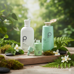 Bộ chai đựng dầu gội sữa tắm hdpe 300ml nắp bật trắng xanh