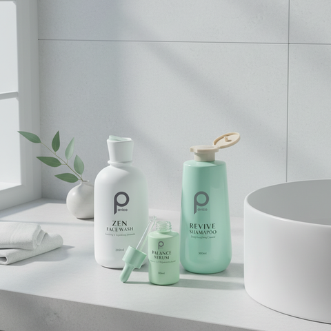 Bộ chai đựng dầu gội sữa tắm hdpe 300ml nắp bật trắng xanh