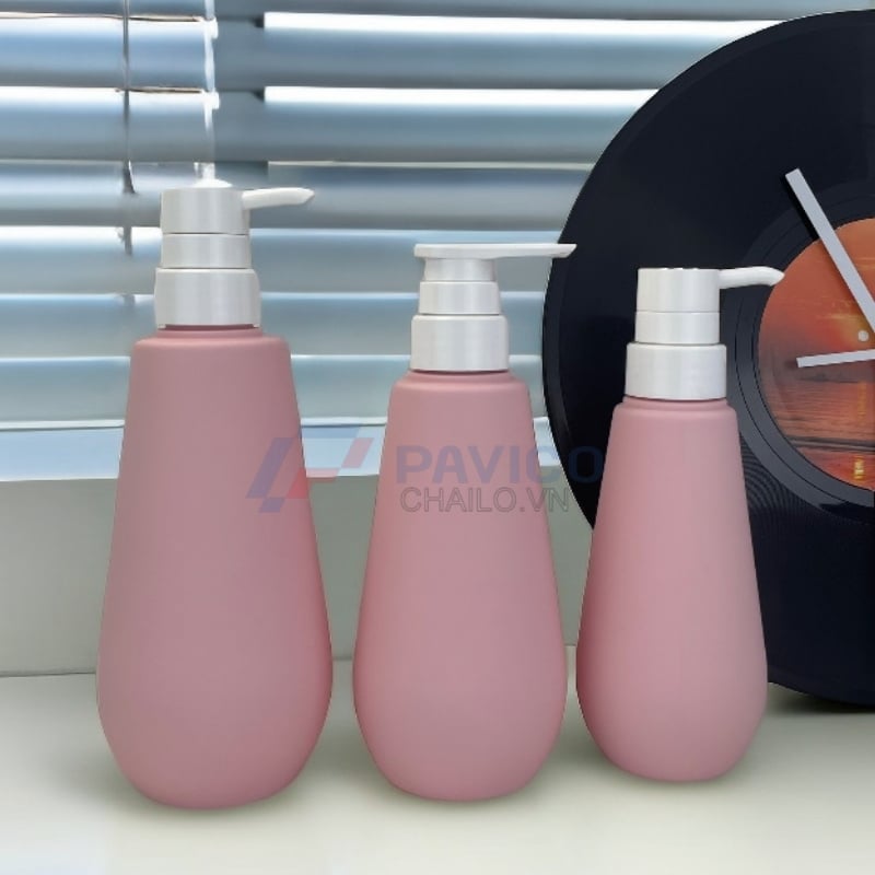 Chai nhựa đựng sữa tắm 250ml 500ml hồng nắp nhấn
