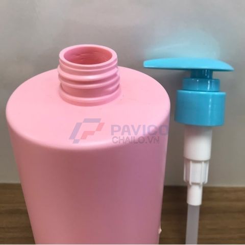 Chai nhựa Pet 250ml 400ml đựng dầu gội màu hồng nắp vòi nhấn