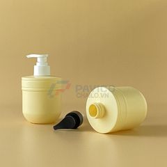 Chai nhựa Pet 250ml 400ml đựng sữa tắm màu kem nắp vòi nhấn