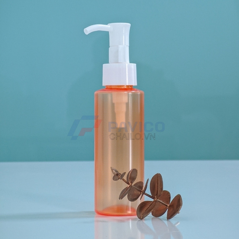 Chai nhựa Pet 250ml 500ml đựng dầu gội màu cam nắp vòi xịt