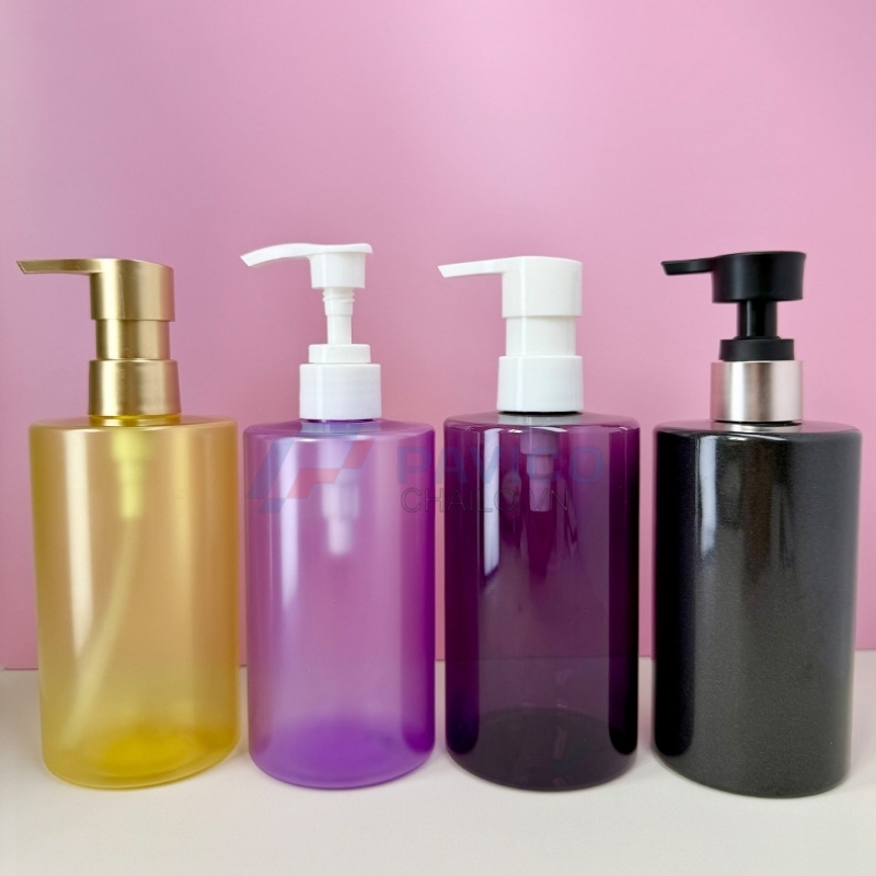 Chai nhựa Pet 250ml 500ml đựng sữa tắm nhiều màu nắp vòi nhấn