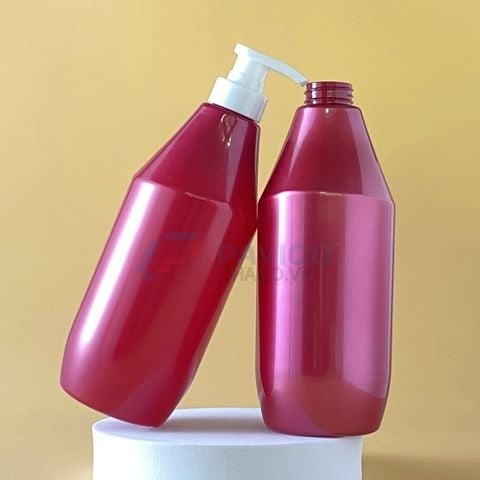 Chai nhựa Pet 500ml 800ml đựng sữa tắm màu đỏ nắp vòi nhấn