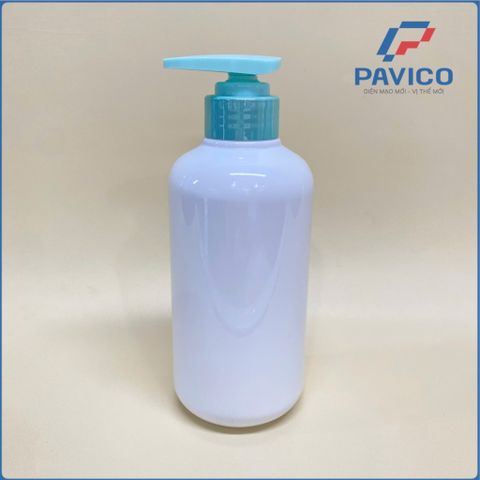 Chai nhựa PET trắng sứ 500ml đựng sữa tắm dầu gội