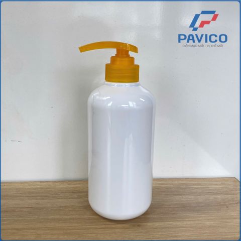 Chai nhựa PET trắng sứ 500ml đựng sữa tắm dầu gội