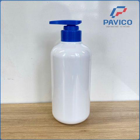 Chai nhựa PET trắng sứ 500ml đựng sữa tắm dầu gội