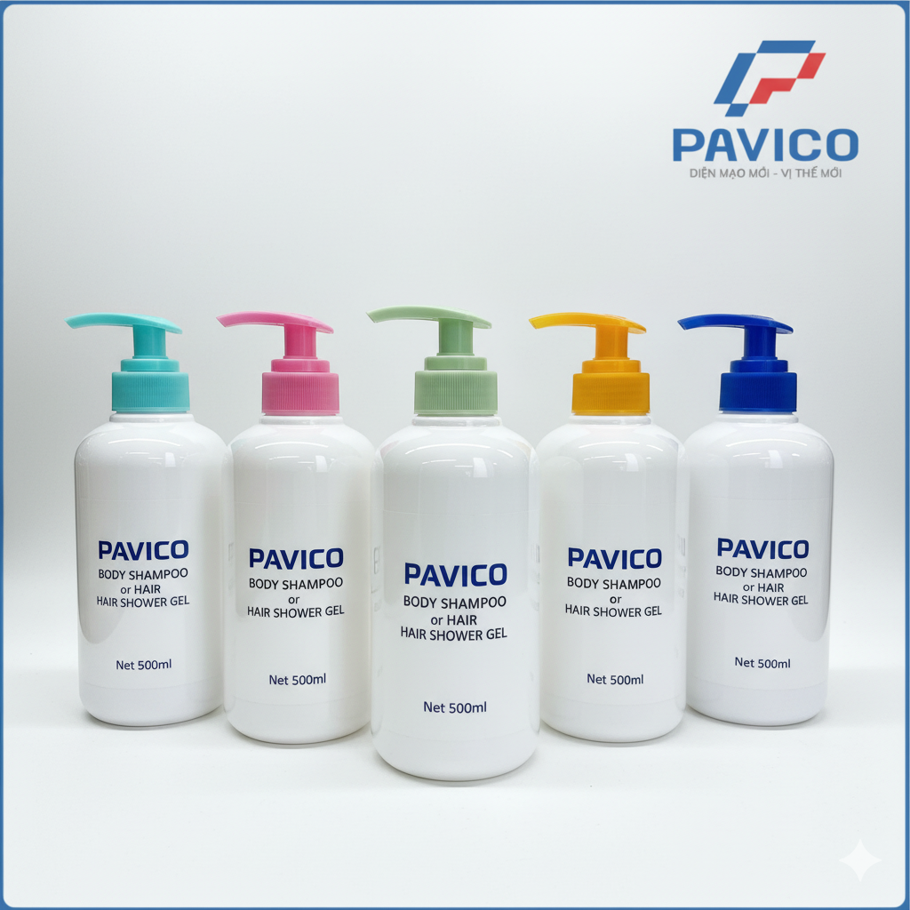 Chai nhựa PET trắng sứ 500ml đựng sữa tắm dầu gội