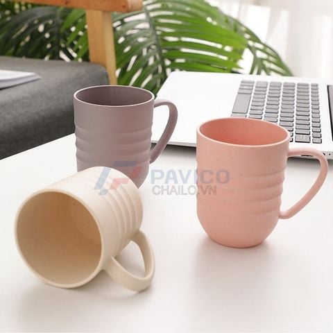 Cốc nhựa sinh học có quai 300ml 500ml pastel uống nước