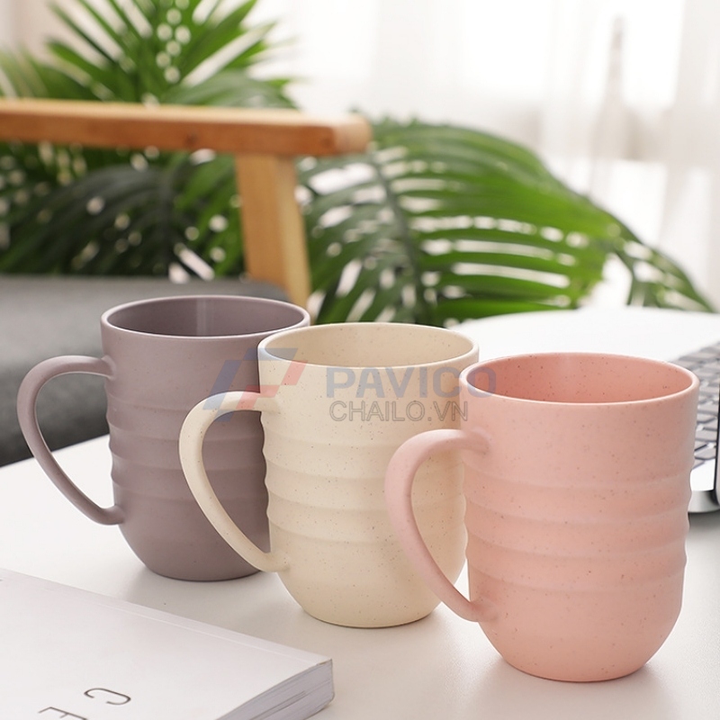 Cốc nhựa sinh học có quai 300ml 500ml pastel uống nước